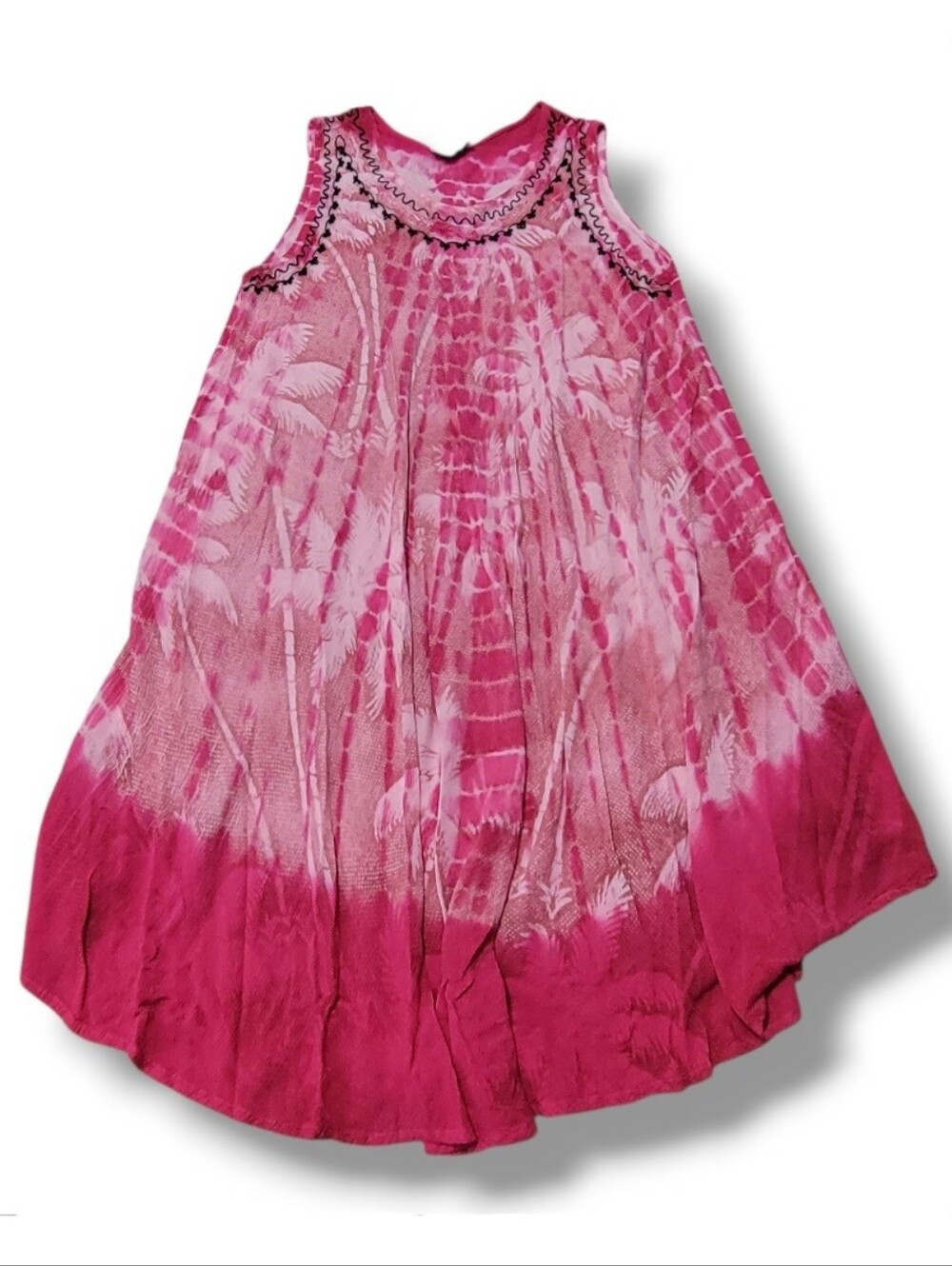 Vintage Just Cruising Dress Free Size Palm Tree Tie Dye Dress Sun Dress Bohemian